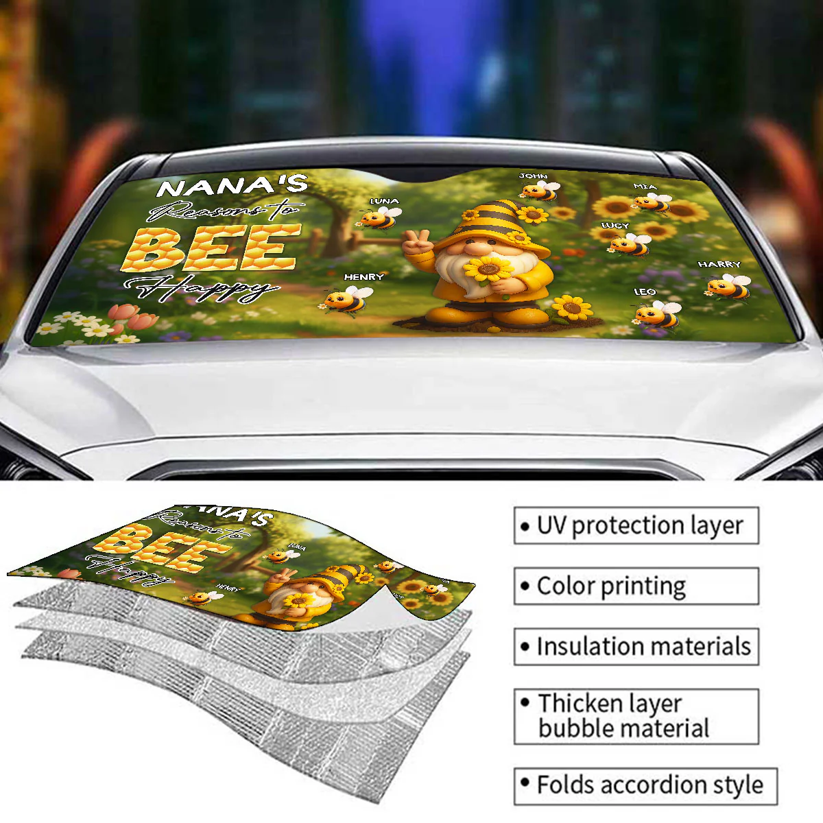 Reason To Be Happy - Personalized Custom Car Sunshade - Image 5