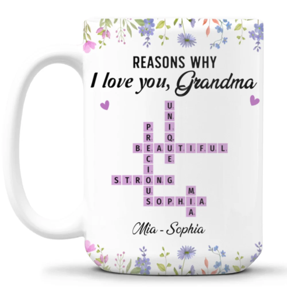 Reasons Why I Love You Mom Crossword Art - Personalized Custom Coffee Mug - Image 11