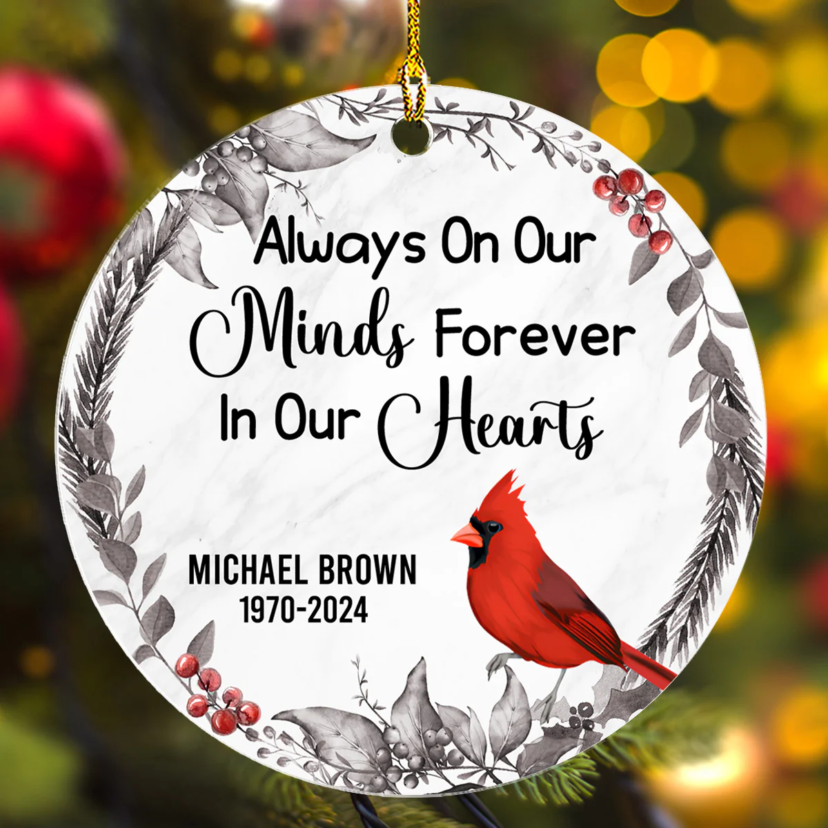 Red Cardinal Memorial - Personalized Custom Acrylic Ornament - Image 3