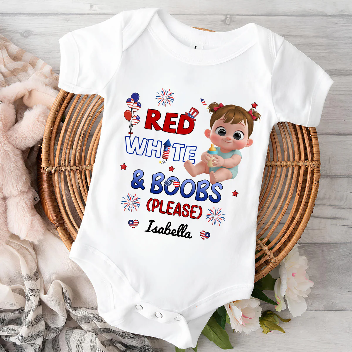 Red White Baby - Personalized Custom Baby Onesie - Image 2