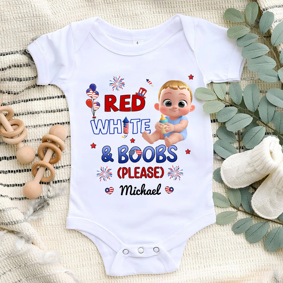 Red White Baby - Personalized Custom Baby Onesie - Image 6