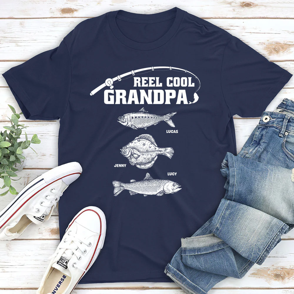 Reel Cool Grandpa Fishing - Personalized Custom Shirt - Image 3