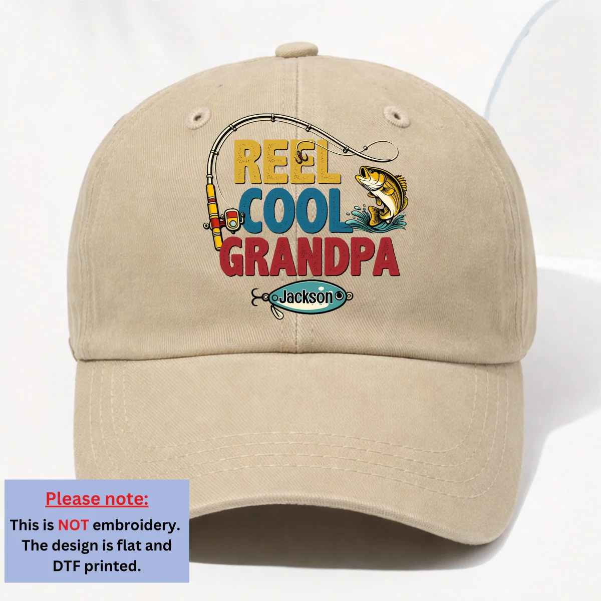 Reel Cool Grandpa - Personalized Custom Vintage Washed Denim Cap - Image 10