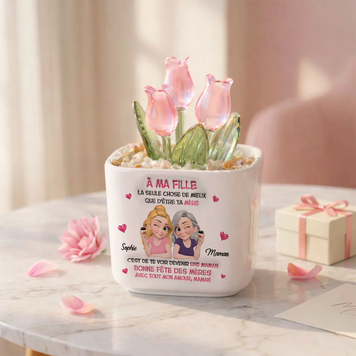 Regarder Ma Fille Devenir Maman - Vase Personnalisé Aux Tulipes Éternelles - Image 10
