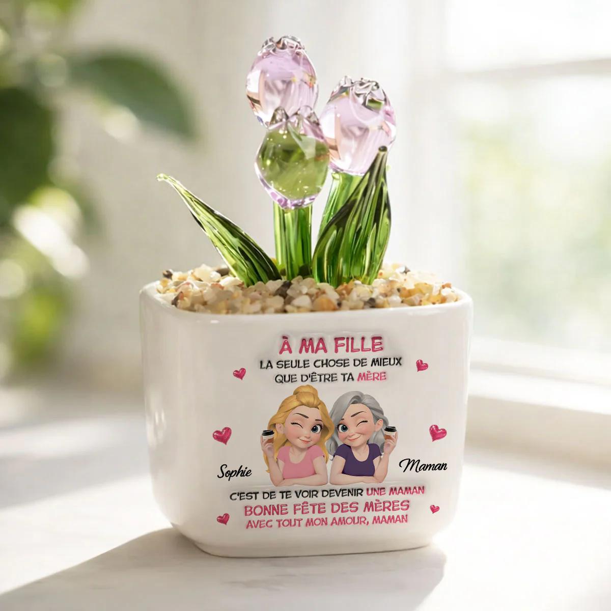 Regarder Ma Fille Devenir Maman - Vase Personnalisé Aux Tulipes Éternelles - Image 2