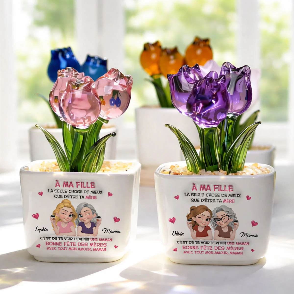 Regarder Ma Fille Devenir Maman - Vase Personnalisé Aux Tulipes Éternelles - Image 3