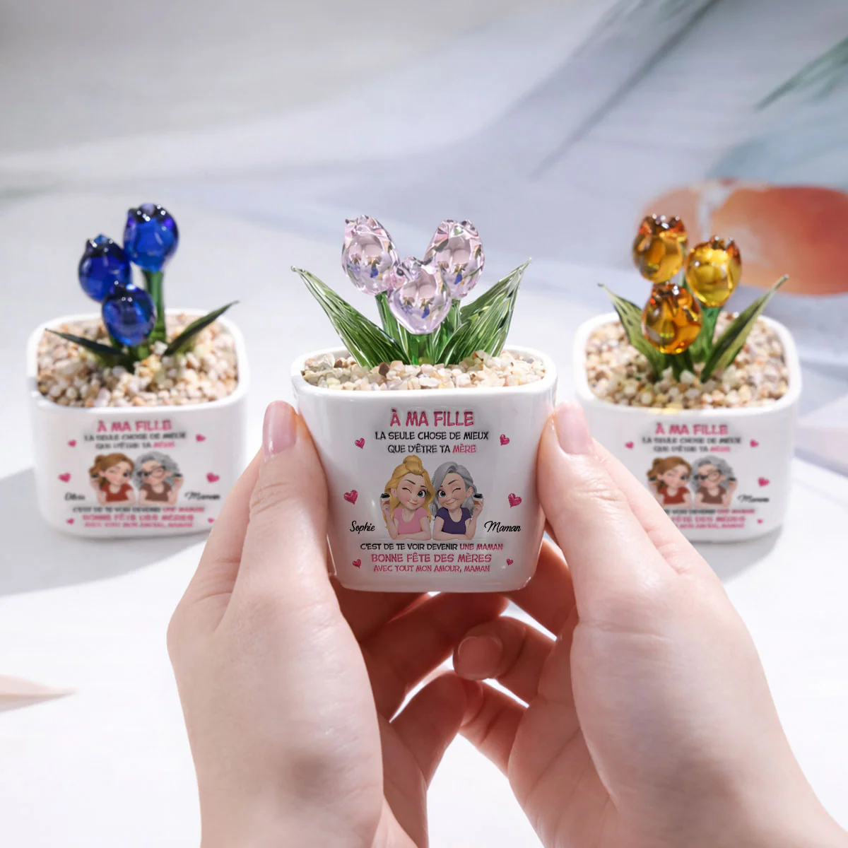 Regarder Ma Fille Devenir Maman - Vase Personnalisé Aux Tulipes Éternelles - Image 4