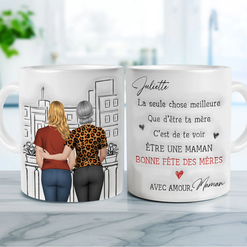 Regarder te voir être une maman attentionnée - Mug personnalisé avec effet gonflé 3D - Image 2