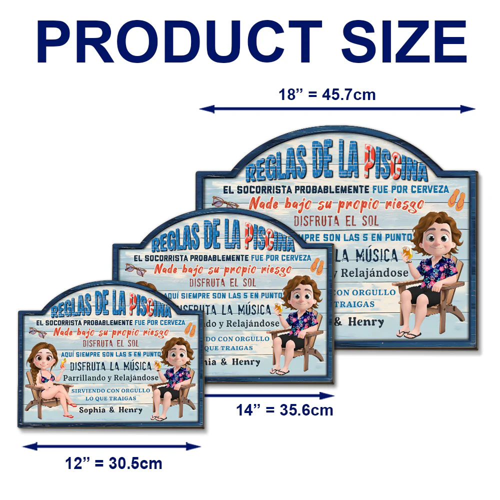 Reglas De La Piscina - Letrero De Madera Personalizado - Image 2