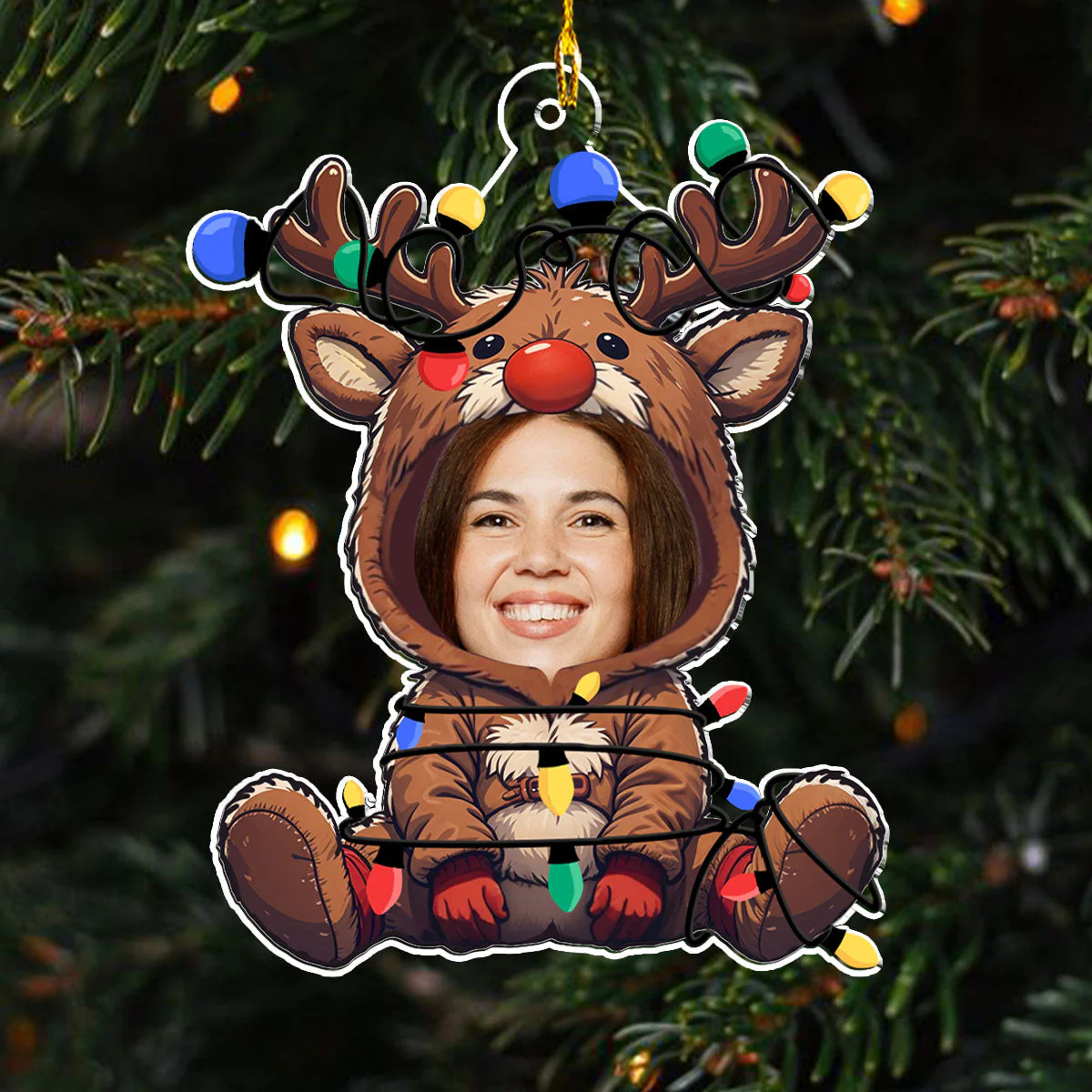 Reindeer Baby Christmas - Personalized Custom Acrylic Ornament - Image 6