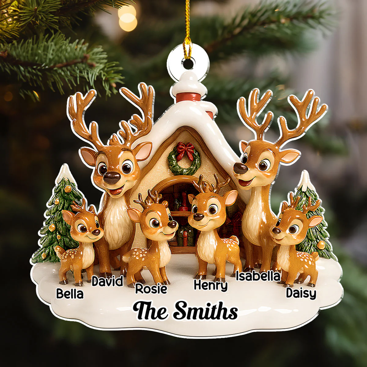 Reindeer Family - Personalized Custom Acrylic Ornament - Image 4