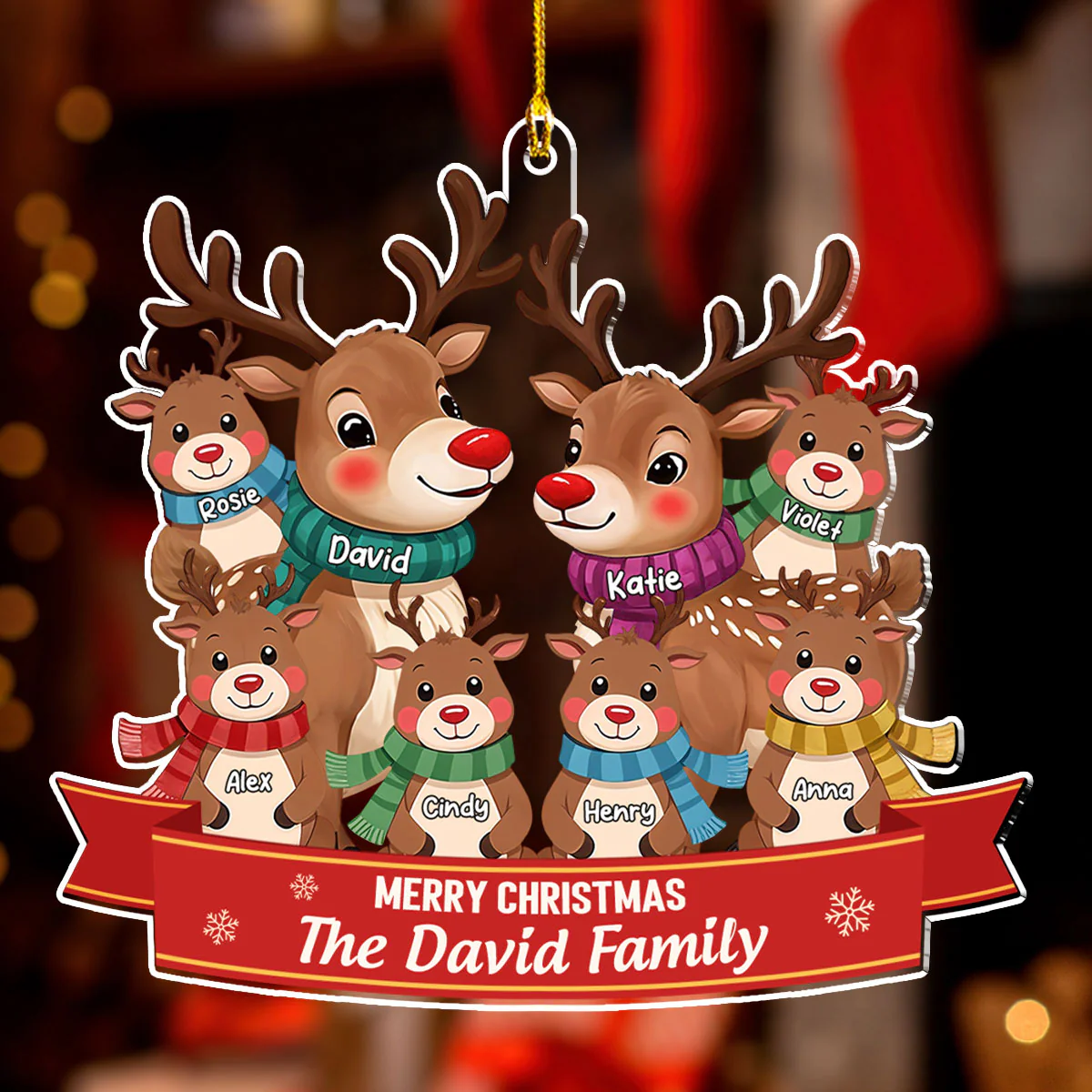 Reindeer Family - Personalized Custom Acrylic Ornament - Image 3