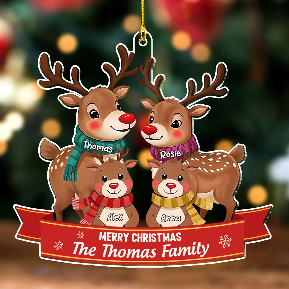 Reindeer Family - Personalized Custom Acrylic Ornament - Image 4