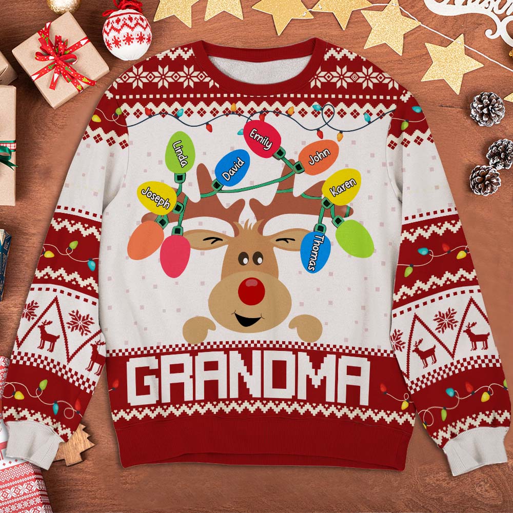 Reindeer Grandma - Personalized Custom All-Over-Print Sweatshirt - Image 4