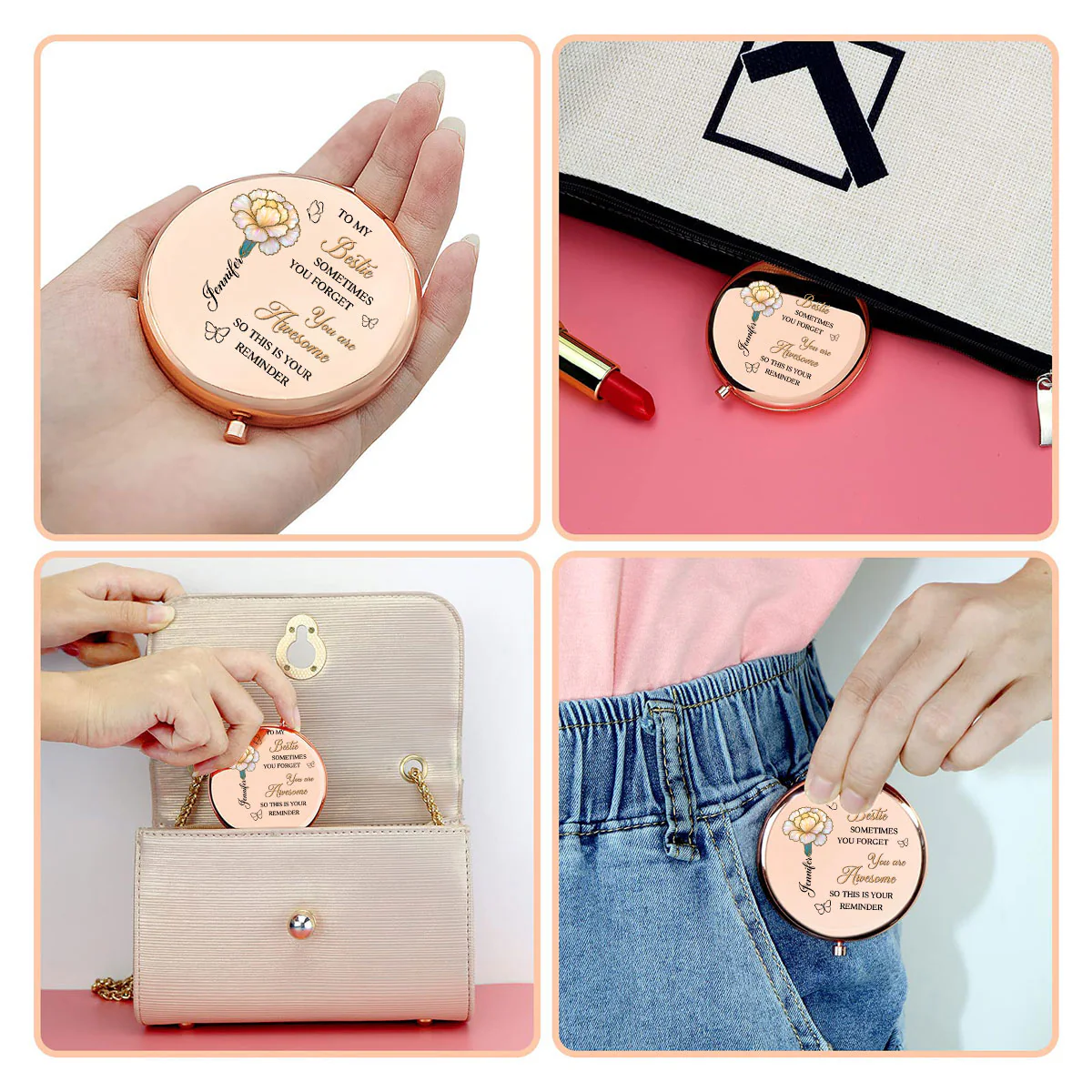 Reminder You Are So Beautiful - Personalized Custom Compact Mirror - Image 4