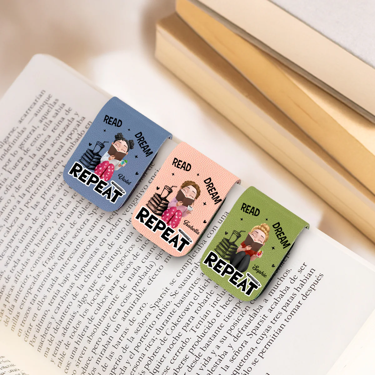 Repeatedly Reading - Personalized Custom Leather Bookmark - Image 2