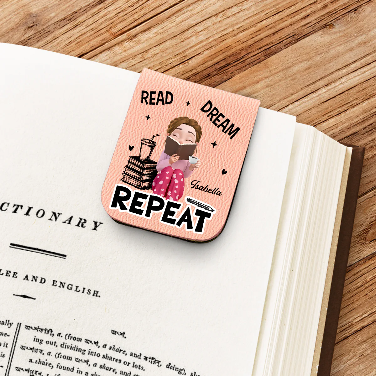 Repeatedly Reading - Personalized Custom Leather Bookmark - Image 5