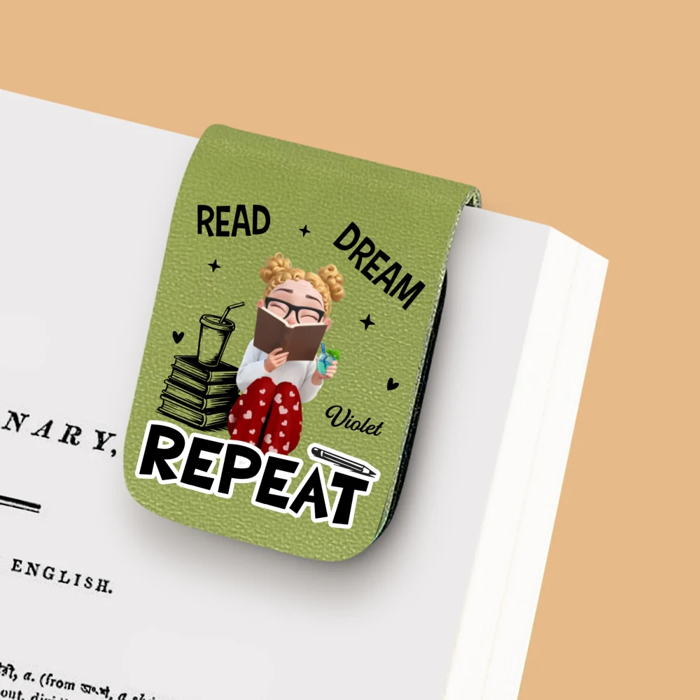 Repeatedly Reading - Personalized Custom Leather Bookmark - Image 9