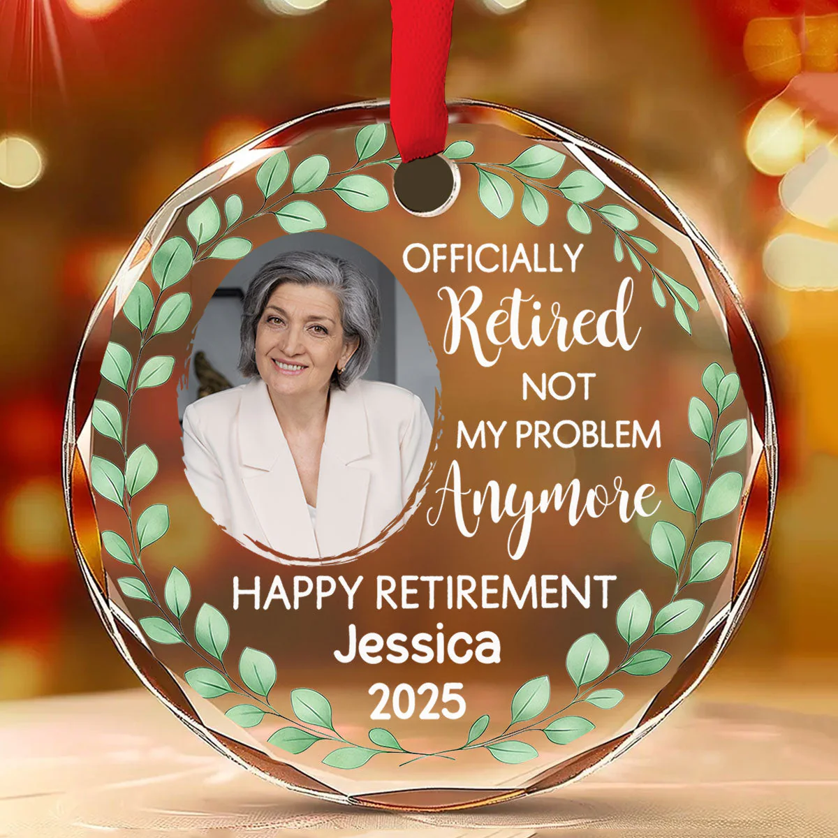 Retirement Mode Activated Forever Free - Personalized Custom Glass Ornament - Image 2