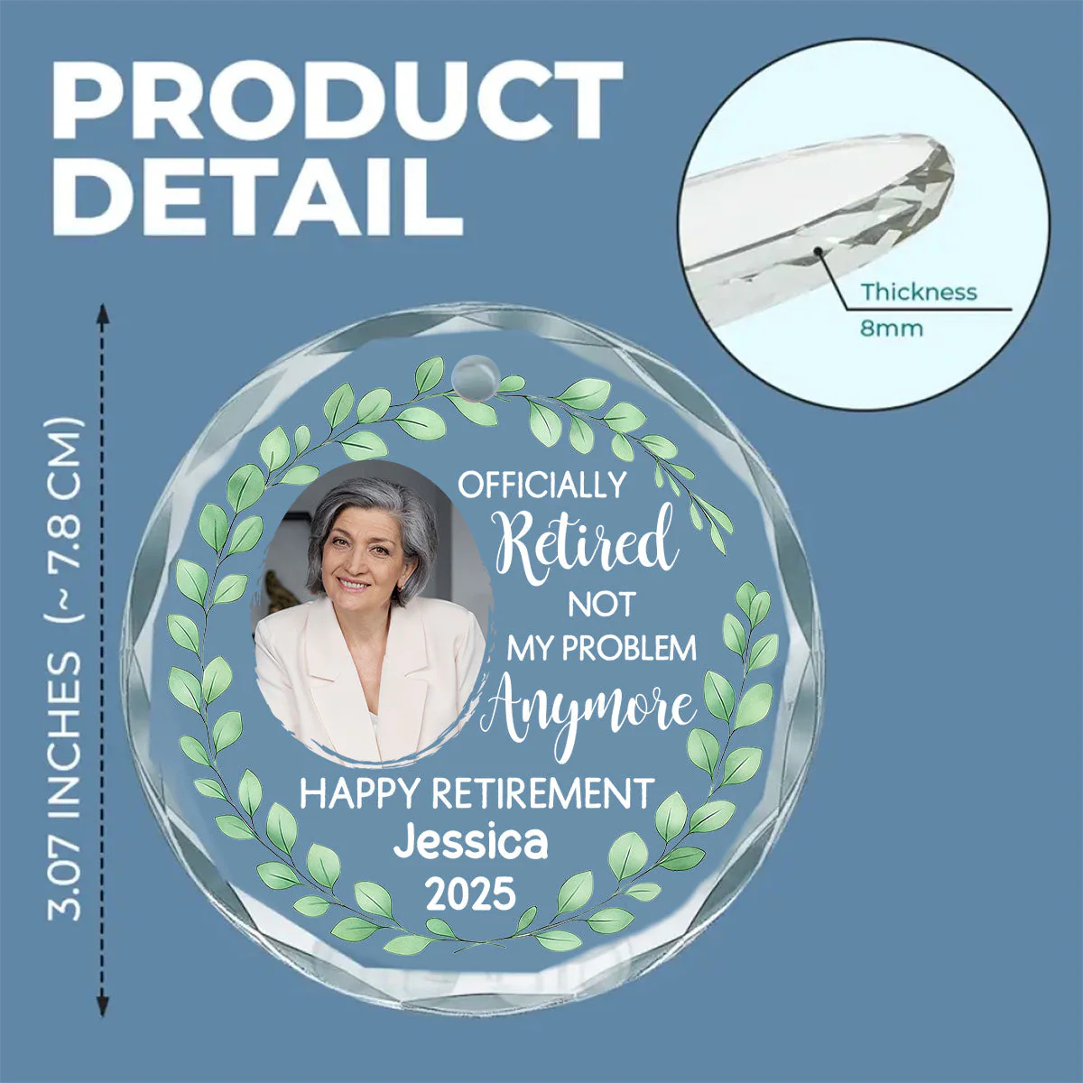 Retirement Mode Activated Forever Free - Personalized Custom Glass Ornament - Image 5