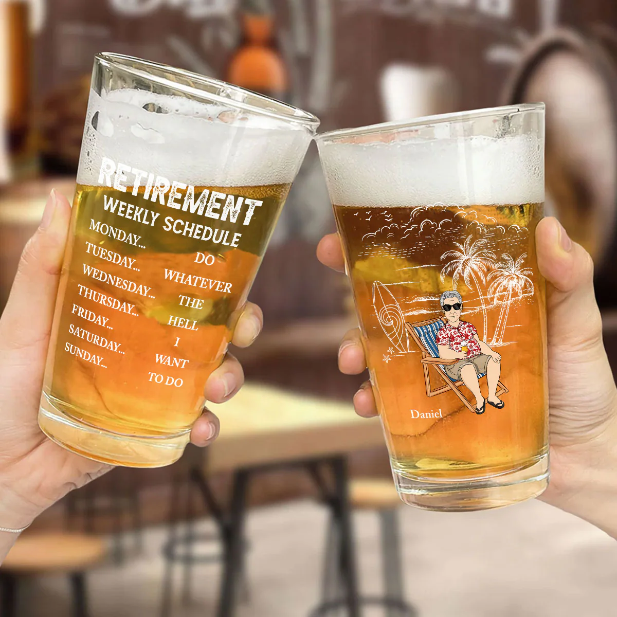 Retirement Schedule - Personalized Custom Beer Glass - Image 2