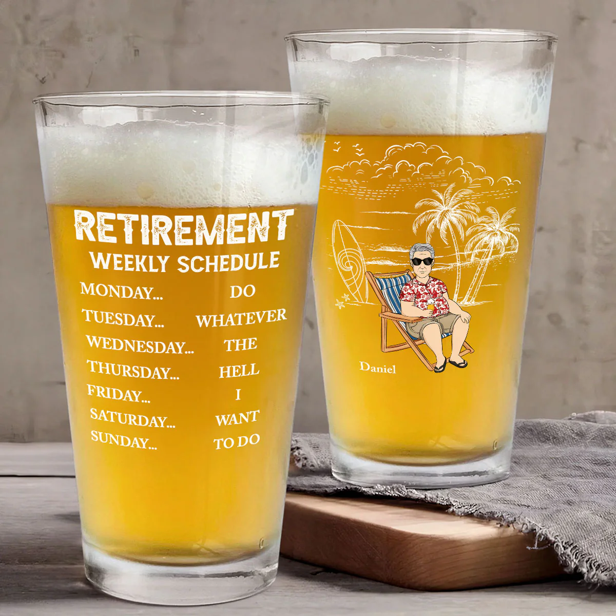 Retirement Schedule - Personalized Custom Beer Glass - Image 4