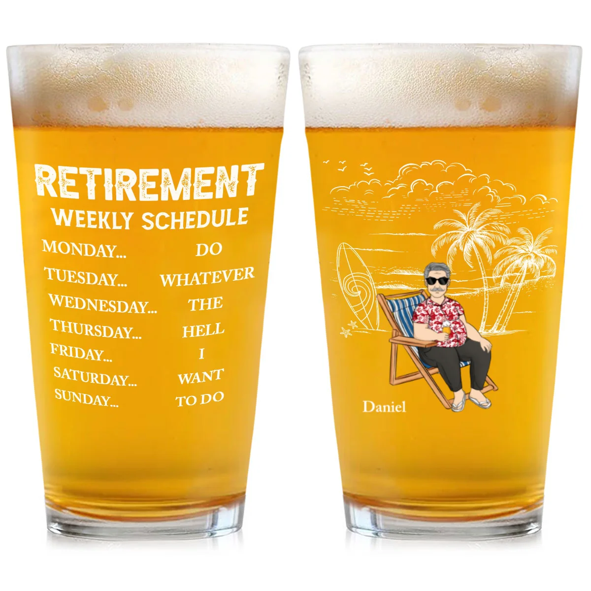 Retirement Schedule - Personalized Custom Beer Glass - Image 6