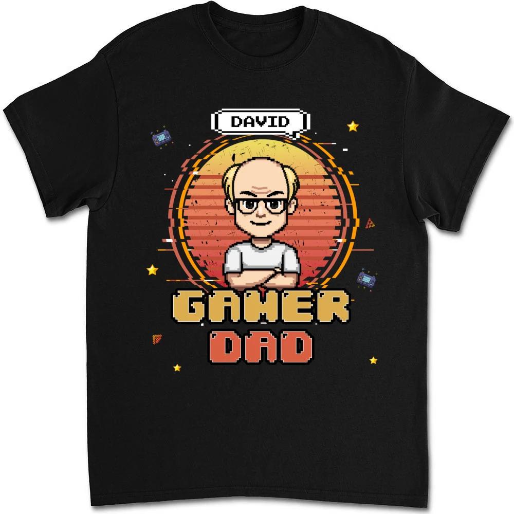 Retro Gamer Dad - Personalized Custom Shirt - Image 6