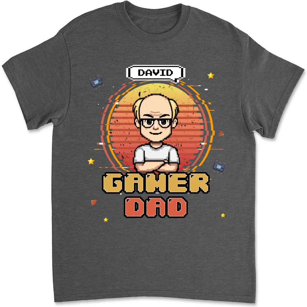 Retro Gamer Dad - Personalized Custom Shirt - Image 7