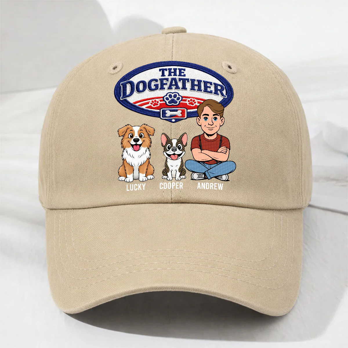 Retro Handsome Dog Dad - Personalized Custom Vintage Washed Denim Cap - Image 5