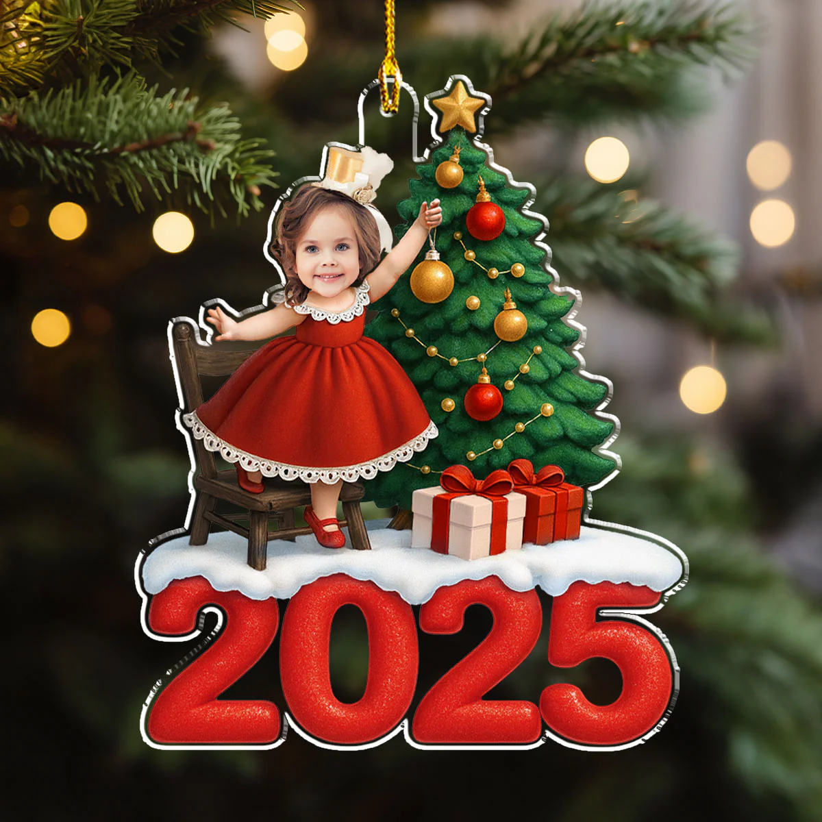 Retro Merry Magic - Personalized Custom Acrylic Ornament - Image 3