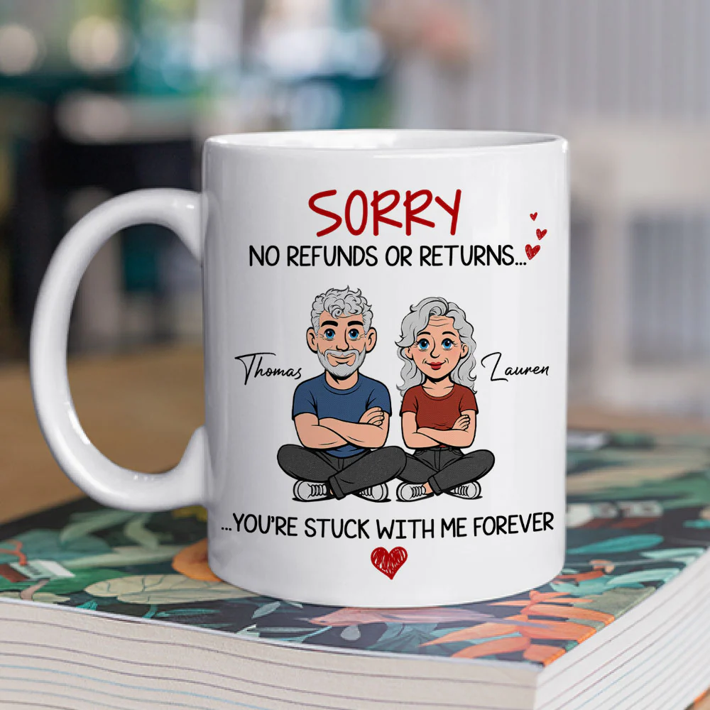 Retro You Are Stuck With Me Forever  - Personalized Custom Coffee Mug - Image 2