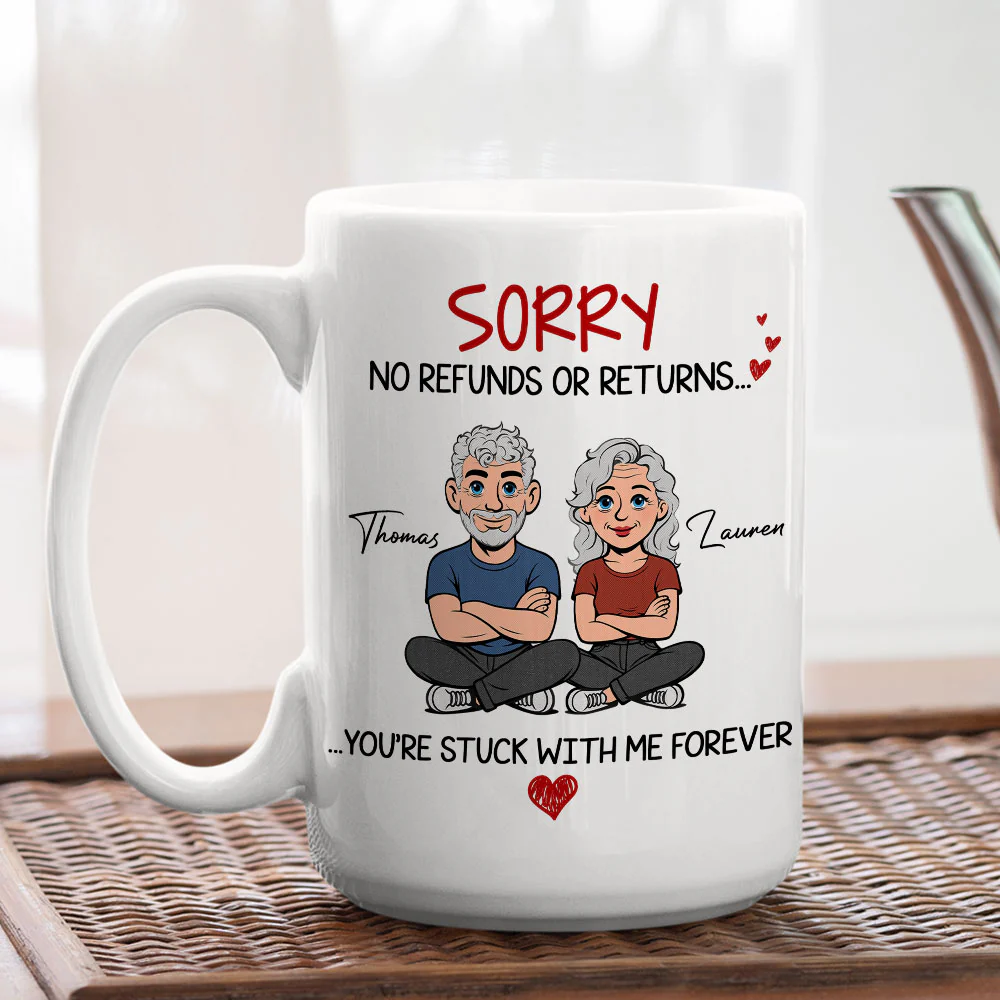Retro You Are Stuck With Me Forever  - Personalized Custom Coffee Mug - Image 5