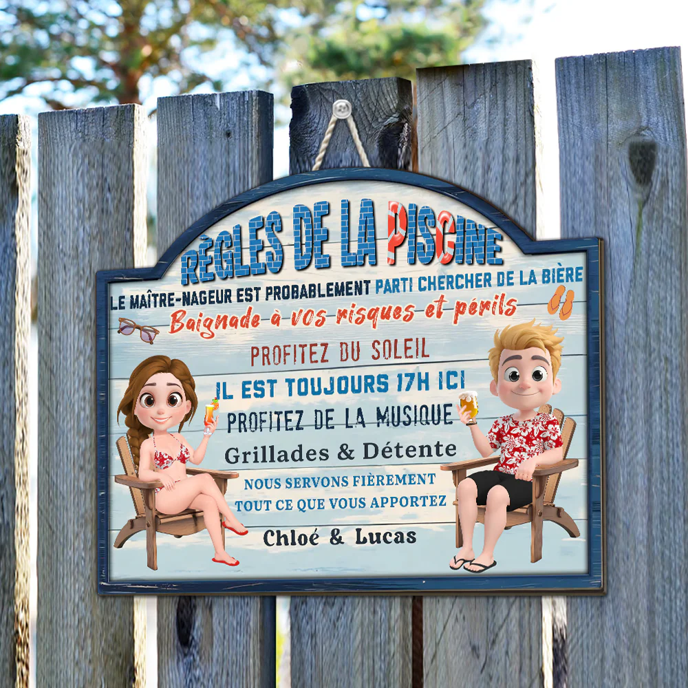 Règles De La Piscine - Panneau En Bois Personnalisé - Image 3