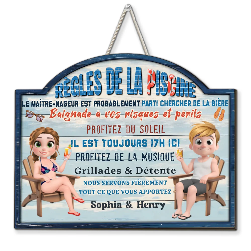 Règles De La Piscine - Panneau En Bois Personnalisé - Image 7