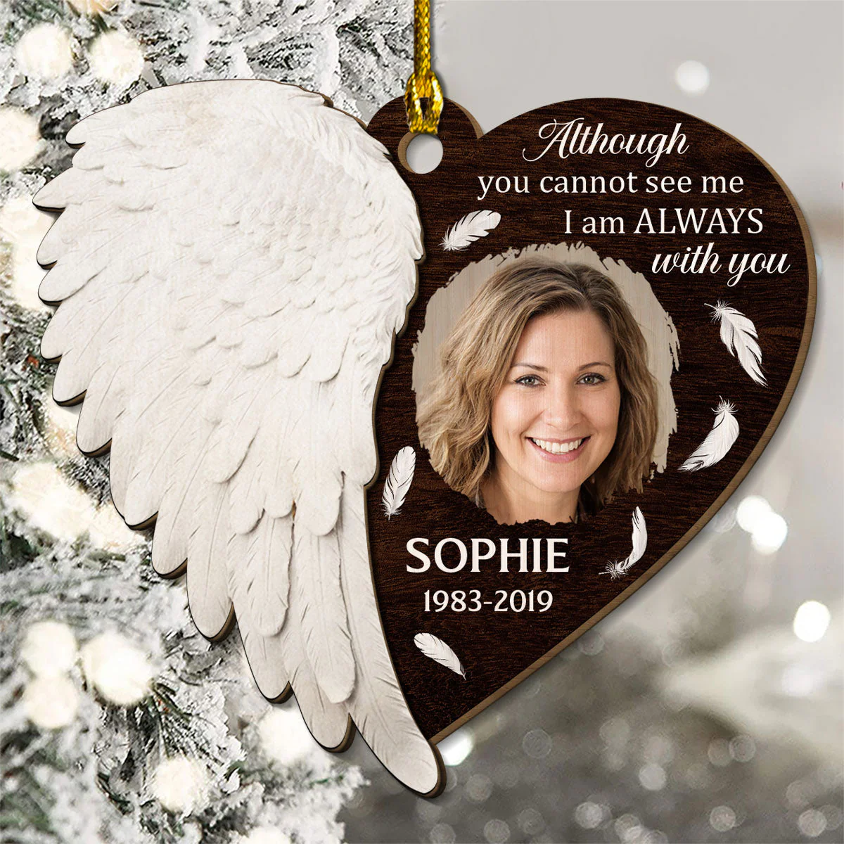 Right Here For You - Personalized Custom 2-layered Wood Ornament - Image 4