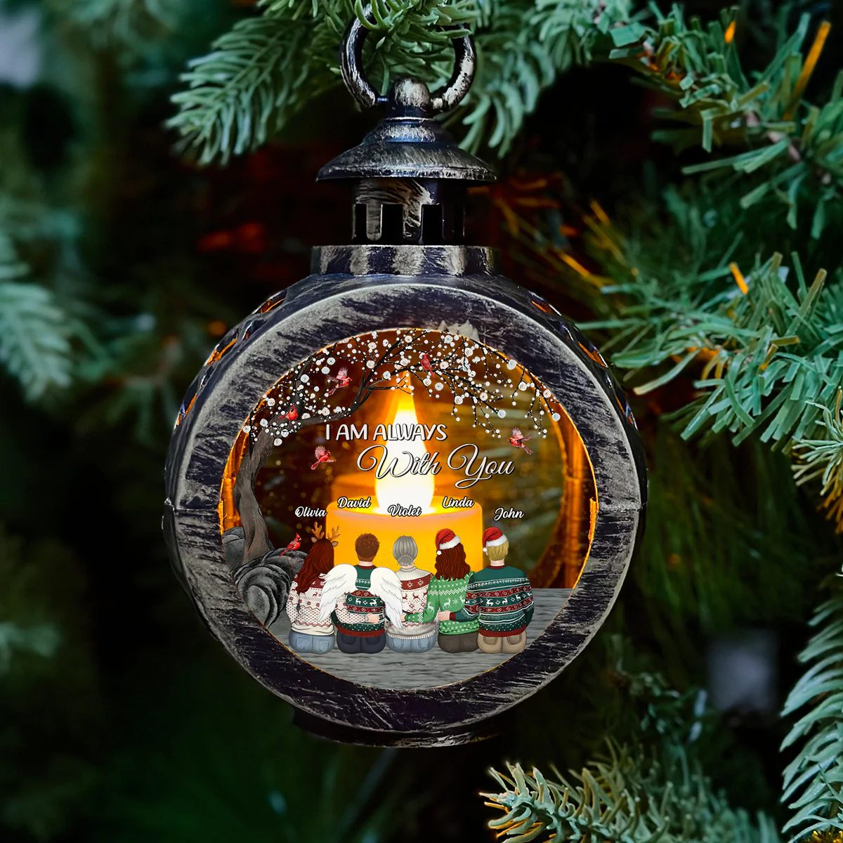 Right Here For You - Personalized Custom Christmas Lantern - Image 2