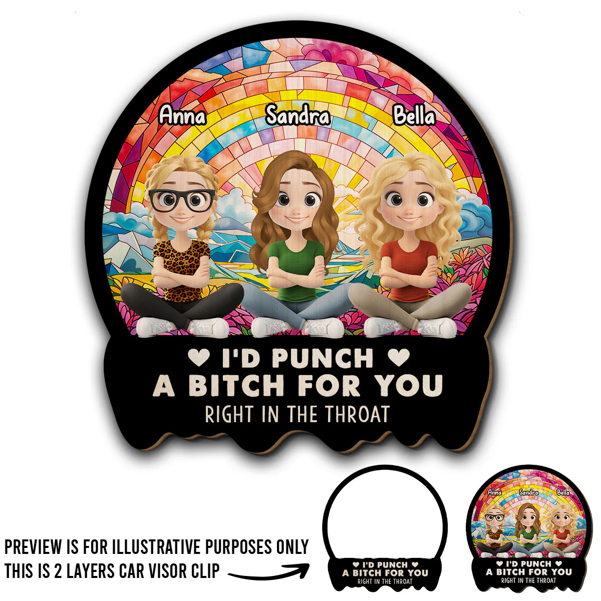 Right In The Throat Cartoonize - Personalized Custom Car Visor Clip - Image 3