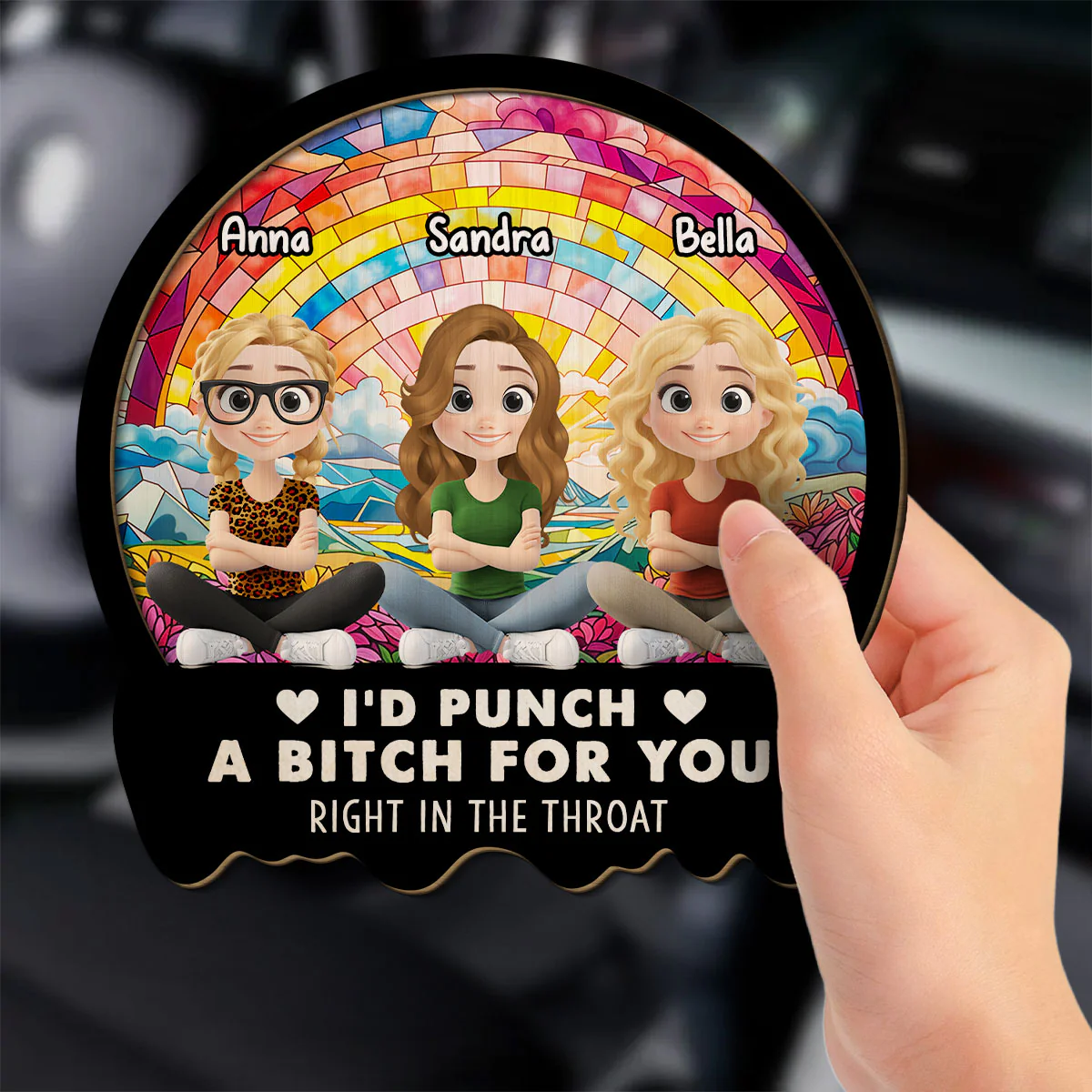 Right In The Throat Cartoonize - Personalized Custom Car Visor Clip - Image 4