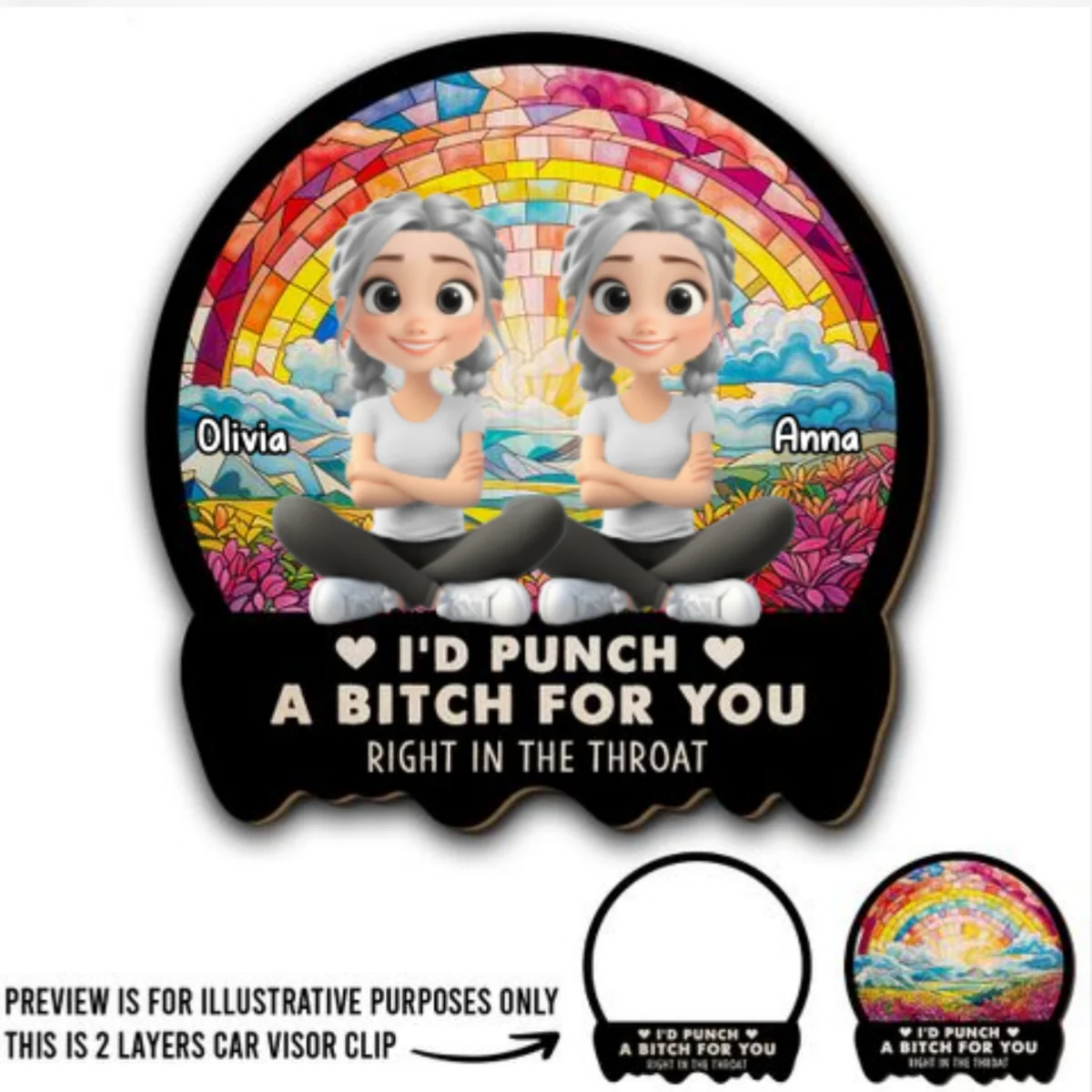Right In The Throat Cartoonize - Personalized Custom Car Visor Clip - Image 5