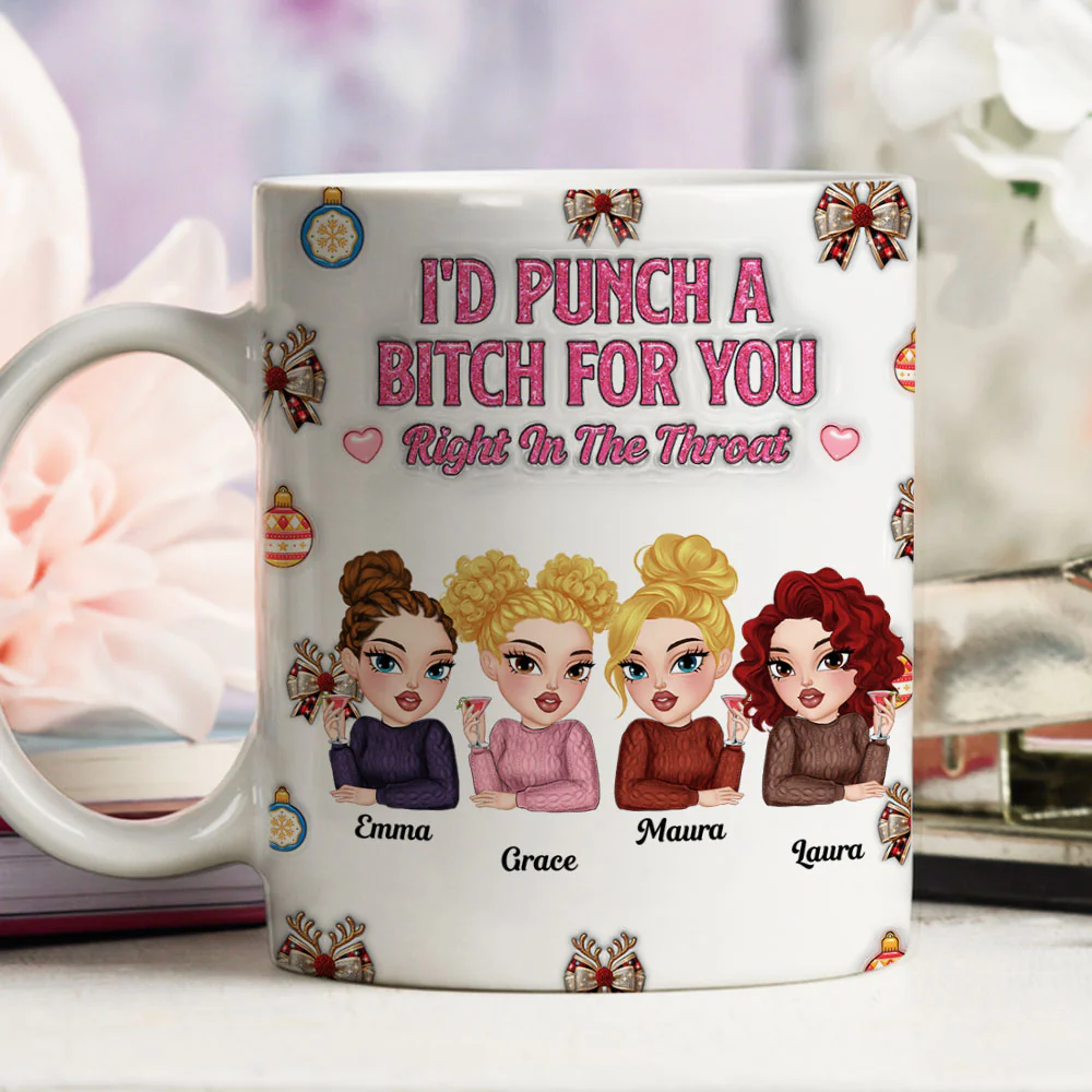 Right In The Throat For Bestie Sister - Personalized Custom 3D Inflated Effect Mug - Image 3