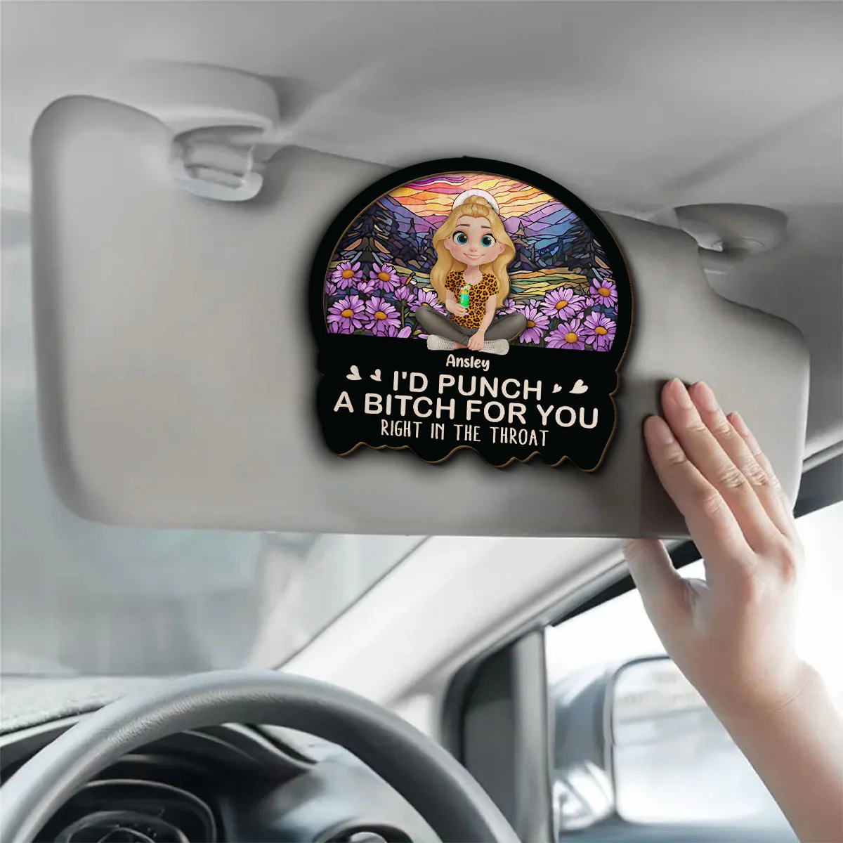 Right In The Throat For You Bestie Sister - Personalized Custom Car Visor - Image 3