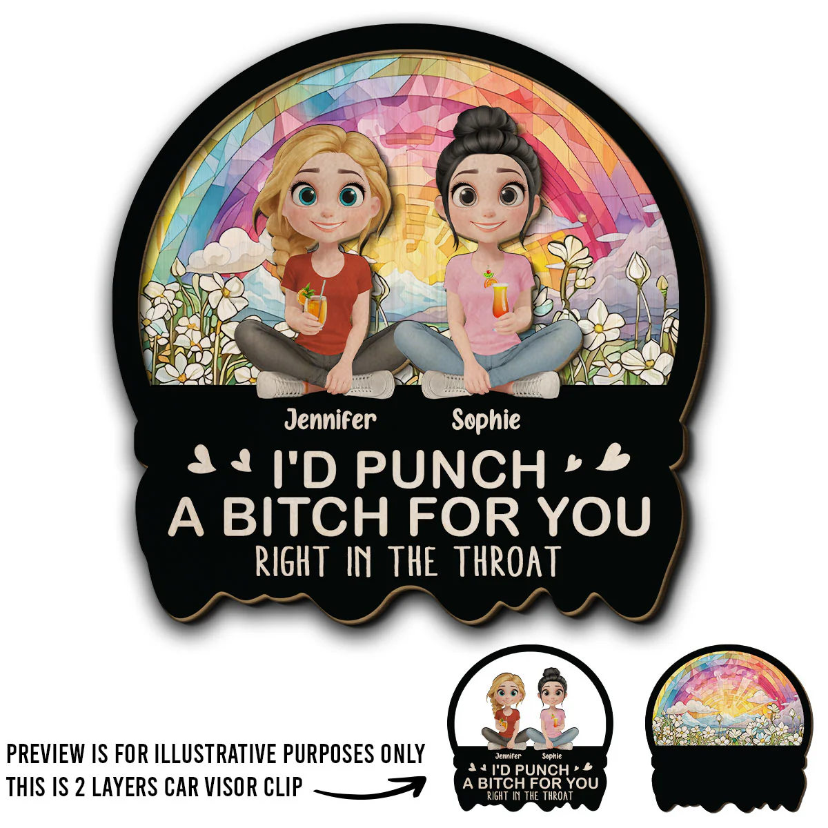 Right In The Throat For You Bestie Sister - Personalized Custom Car Visor - Image 4
