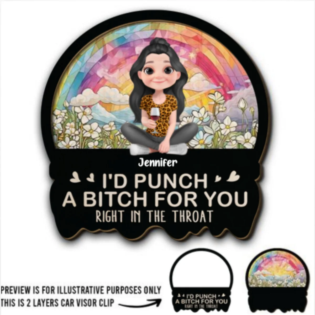 Right In The Throat For You Bestie Sister - Personalized Custom Car Visor - Image 5