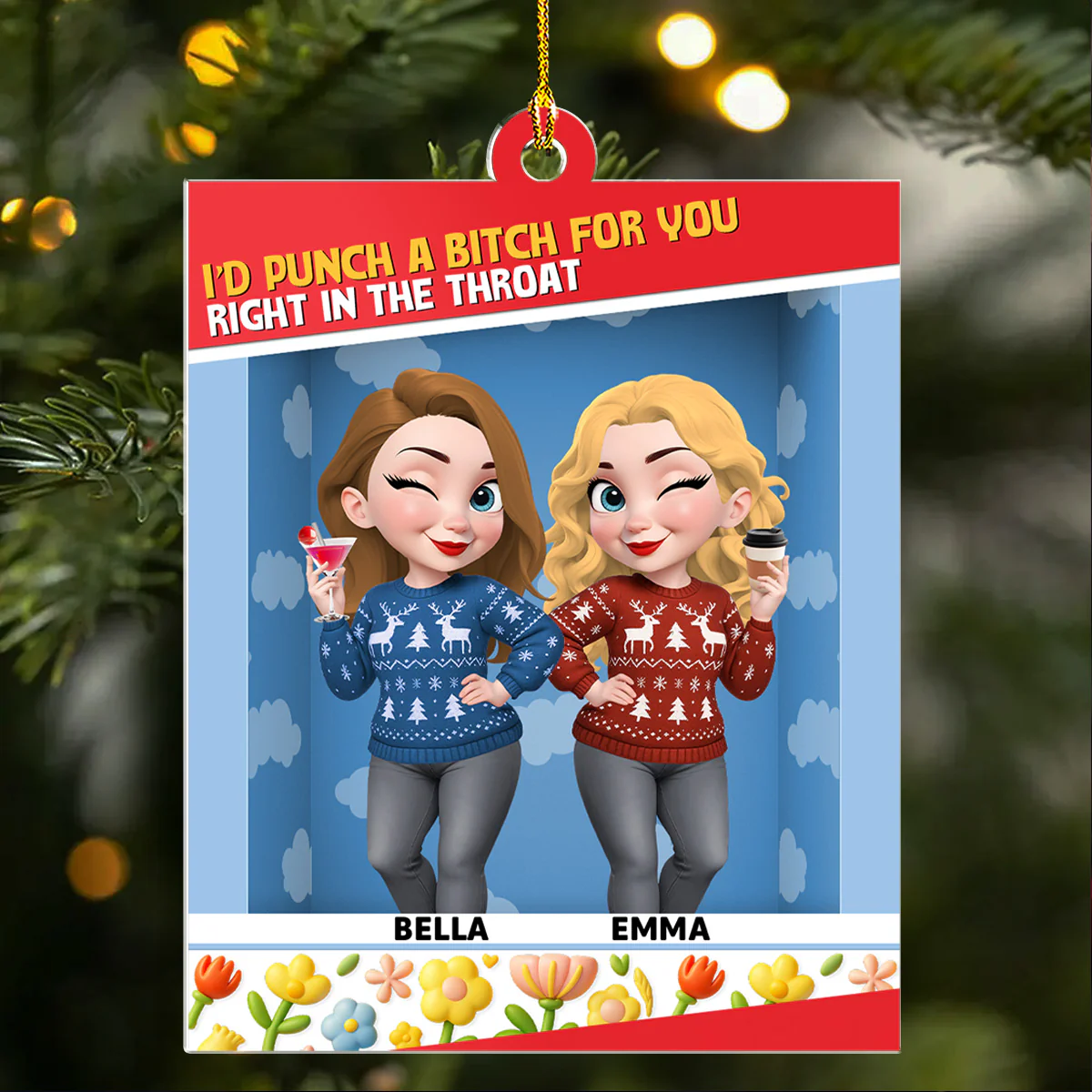 Right In The Throat - Personalized Custom Acrylic Ornament - Image 3