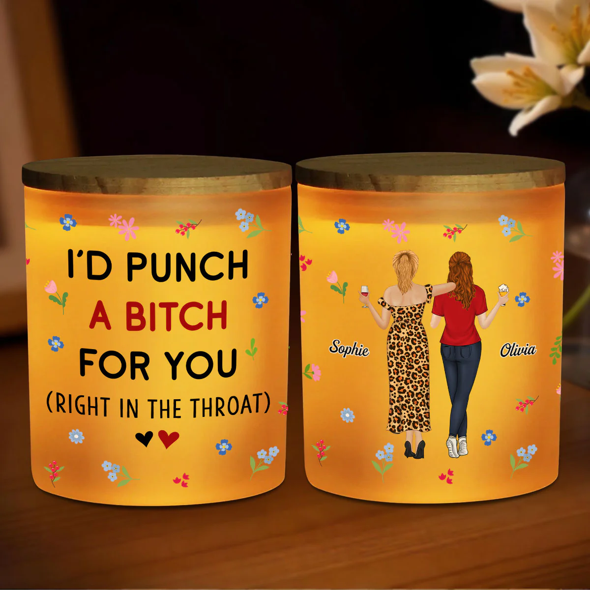 Right In The Throat - Personalized Custom Glass Jar With LED Candle