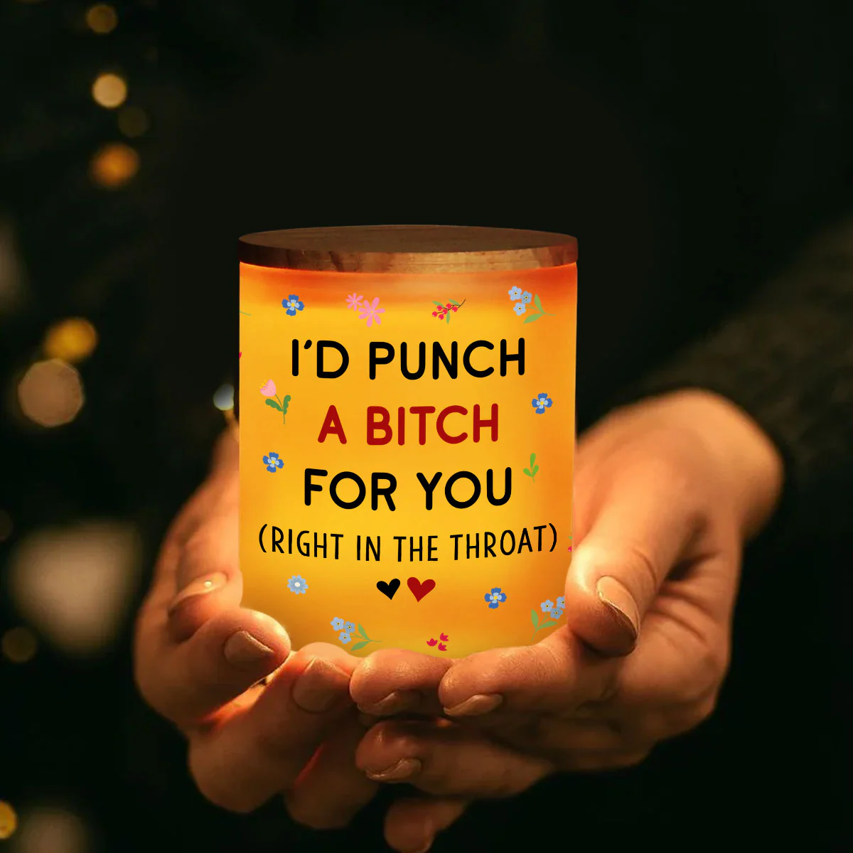 Right In The Throat - Personalized Custom Glass Jar With LED Candle - Image 3