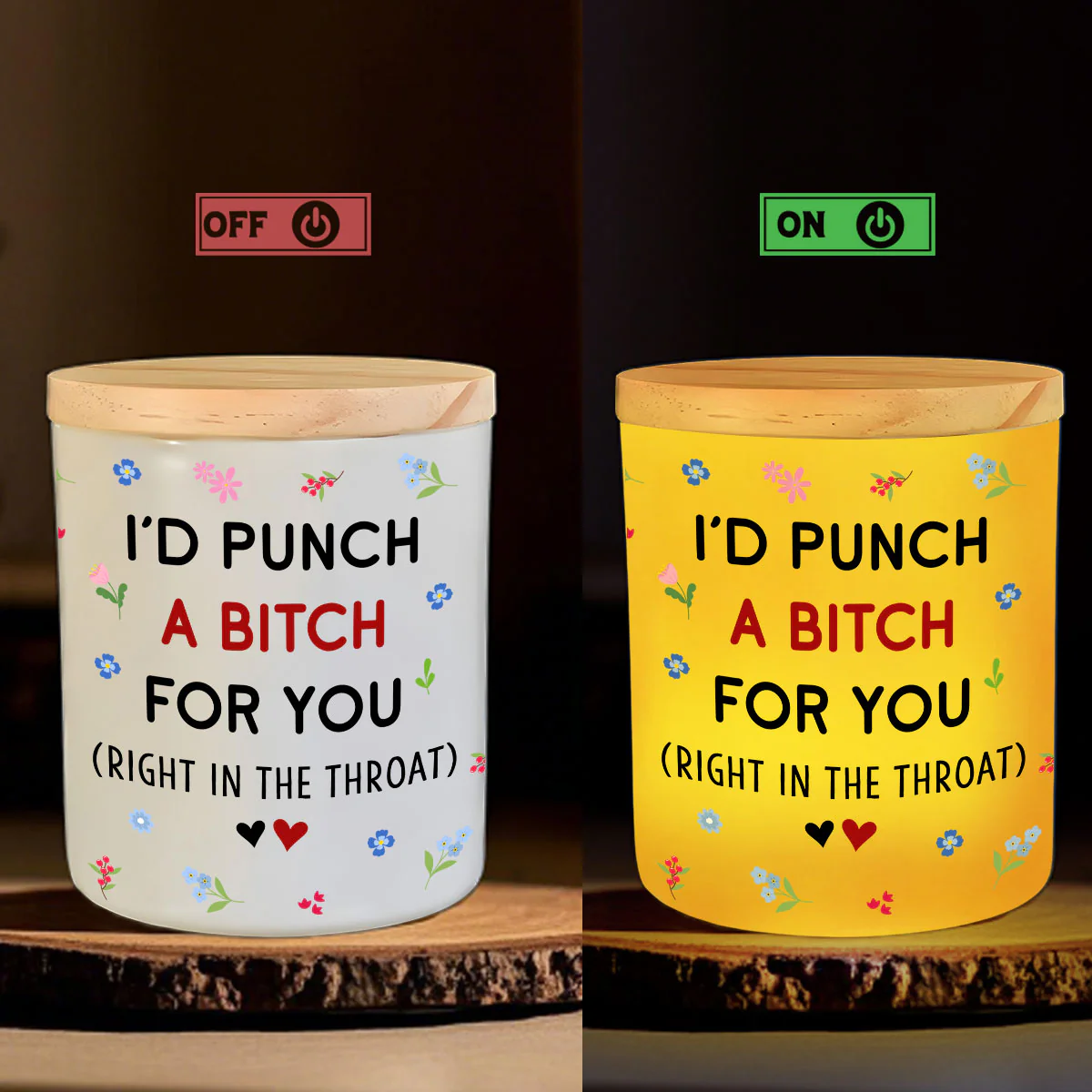 Right In The Throat - Personalized Custom Glass Jar With LED Candle - Image 5