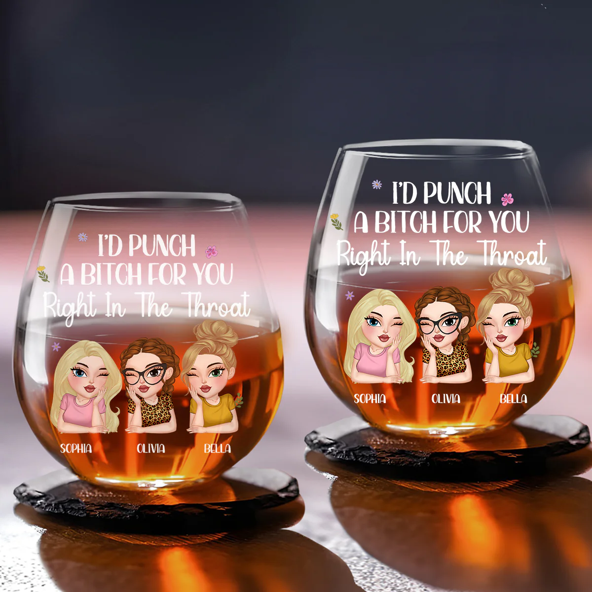 Right In The Throat - Personalized Custom Wine Glass - Image 4