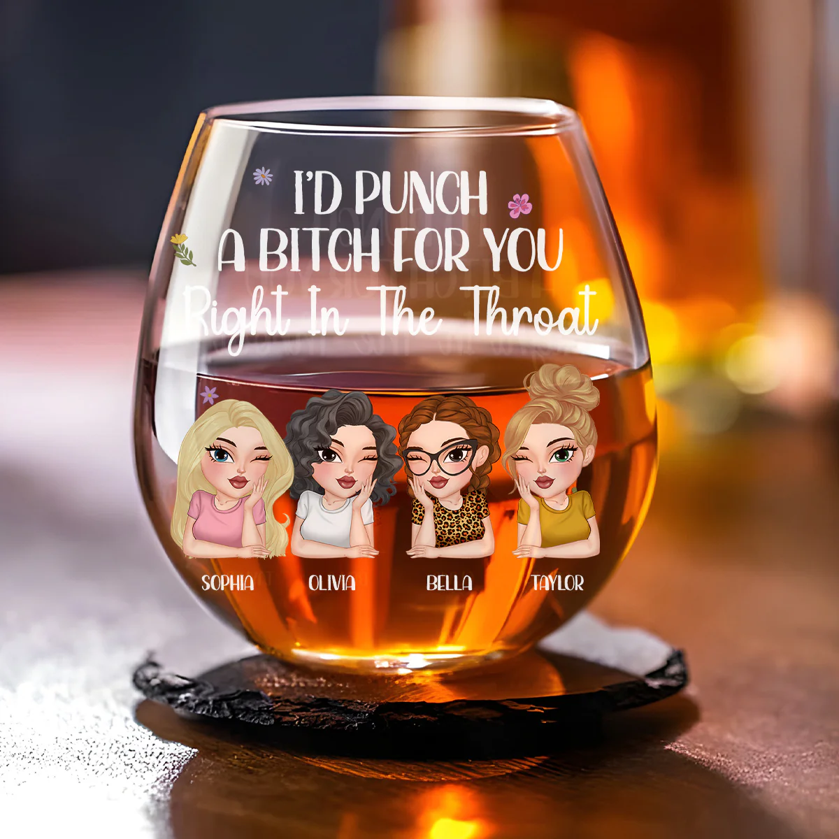 Right In The Throat - Personalized Custom Wine Glass - Image 5